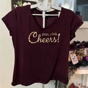 New York & Co Tee XL “Pop, Clink, CHEERS” Champagne Party New Years NYE​